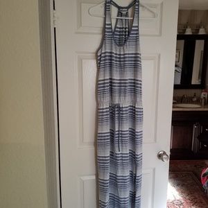 Caslon blue/gray and white striped maxi dress